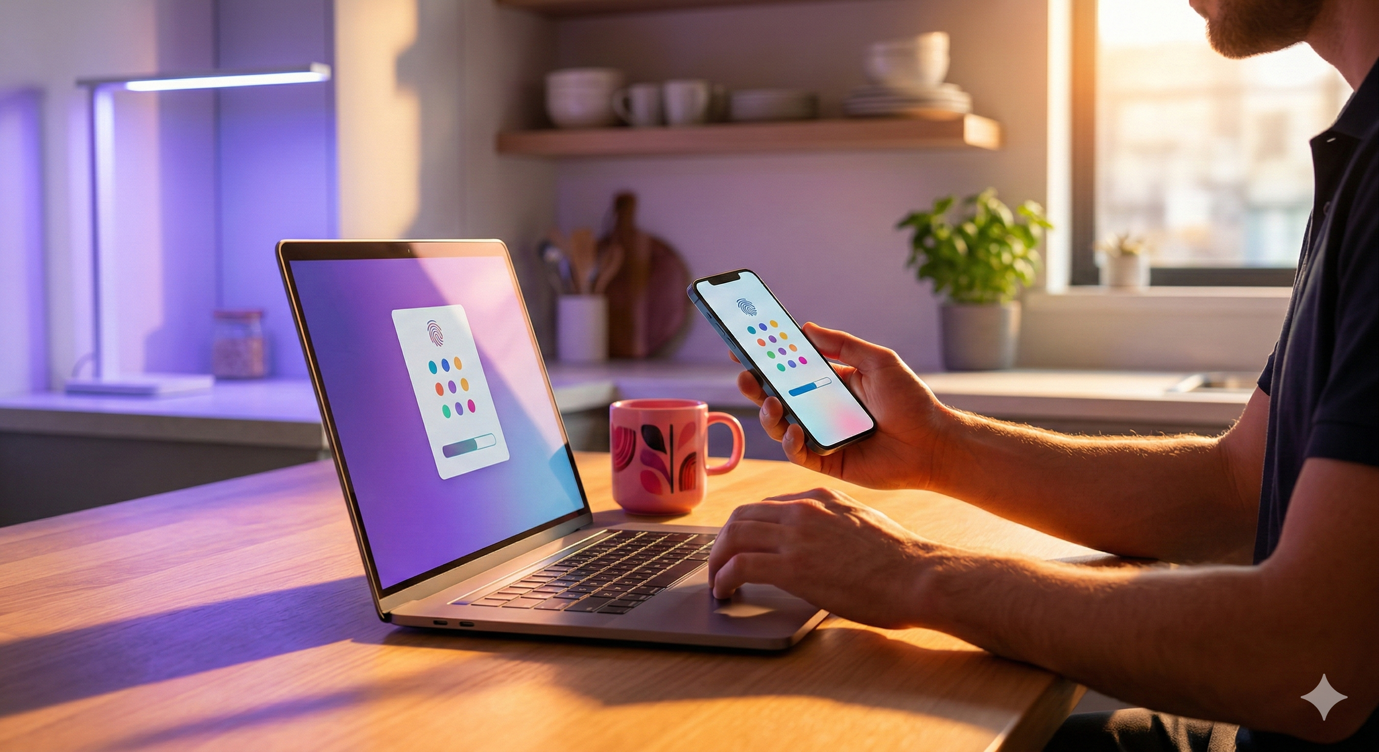 UI mock inside a device frame representing a secure sign-in flow.