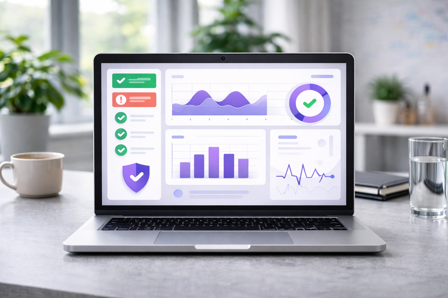 Illustration of managed IT monitoring and operations dashboard.